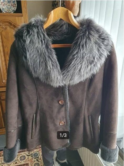 Jas in lamsleer, Kleding | Dames, Jassen | Winter, Ophalen, Zo goed als nieuw, Maat 42/44 (L)