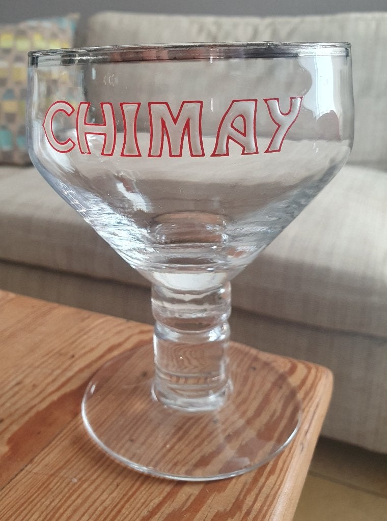 Ancien verre Chimay émaillé, Ophalen of Verzenden, Gebruikt, Glas of Glazen, Overige merken