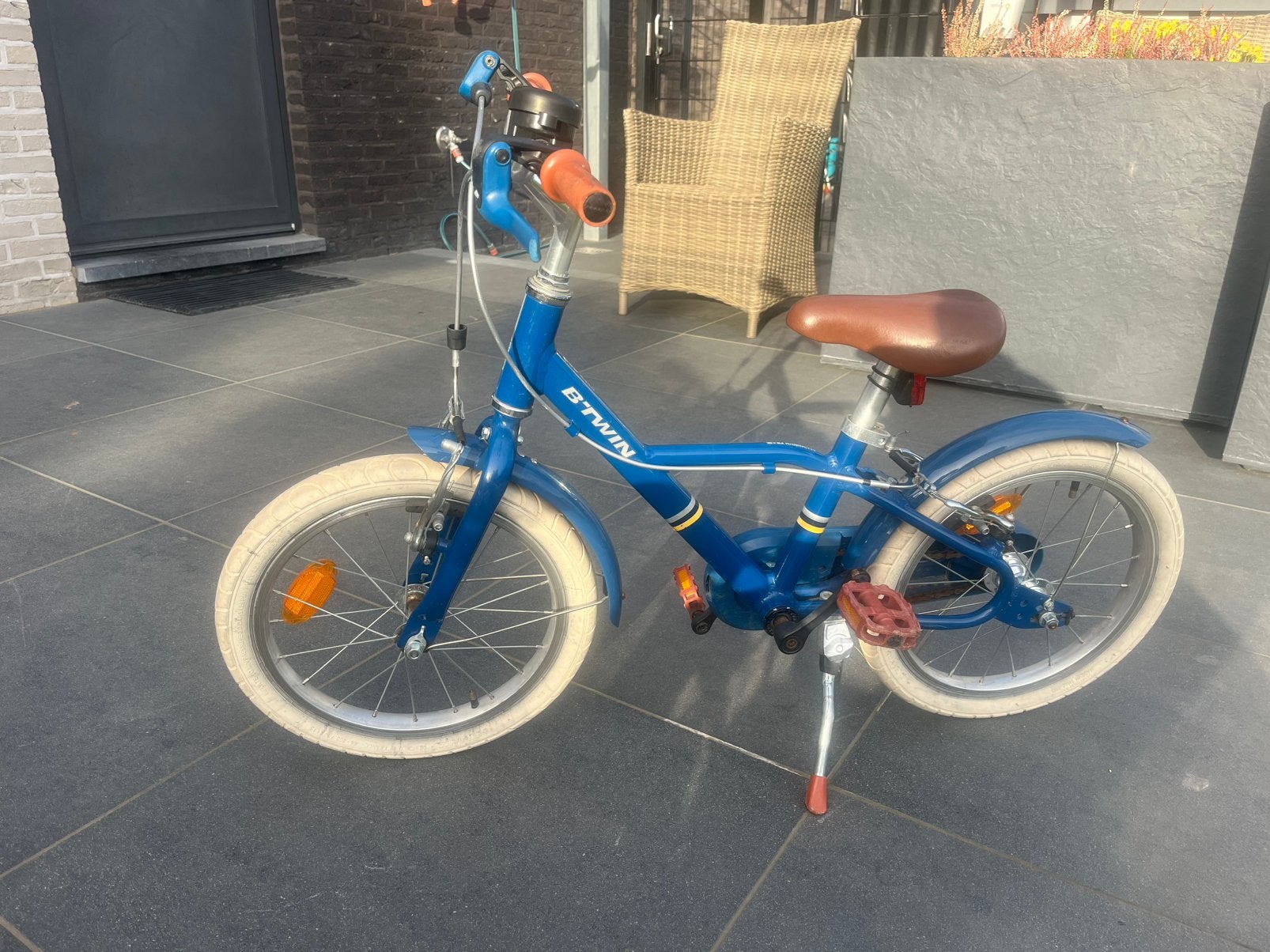 B’TWIN City 900 kinderfiets – 16 inch – blauw/bruin, Ophalen, Gebruikt