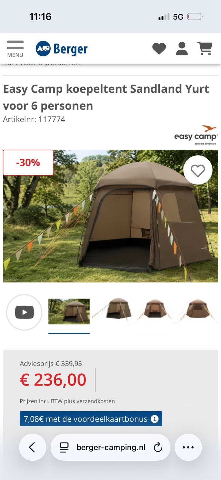 Tent 6 personen, Enlèvement, Comme neuf