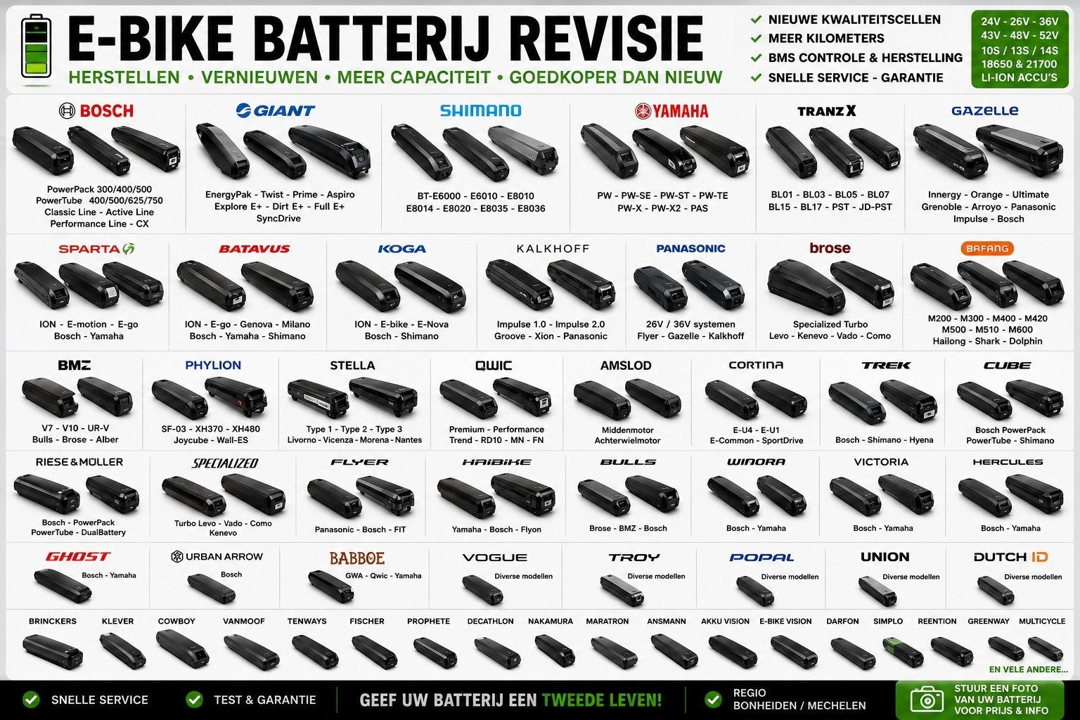 ebike batterij accu revisie, scherpe prijzen, Enlèvement