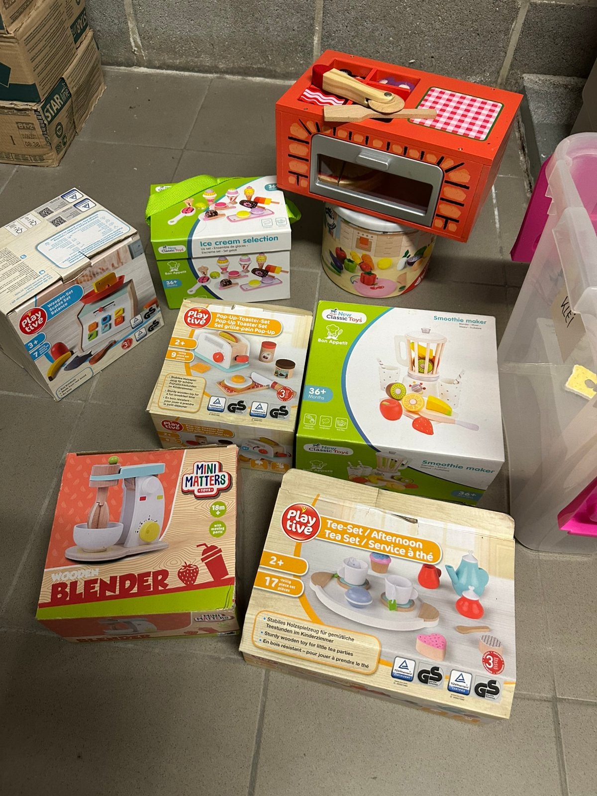 Hele set houten speelgoed. Koken. Pizza. Bouwblikken., Kinderen en Baby's, Ophalen, Zo goed als nieuw