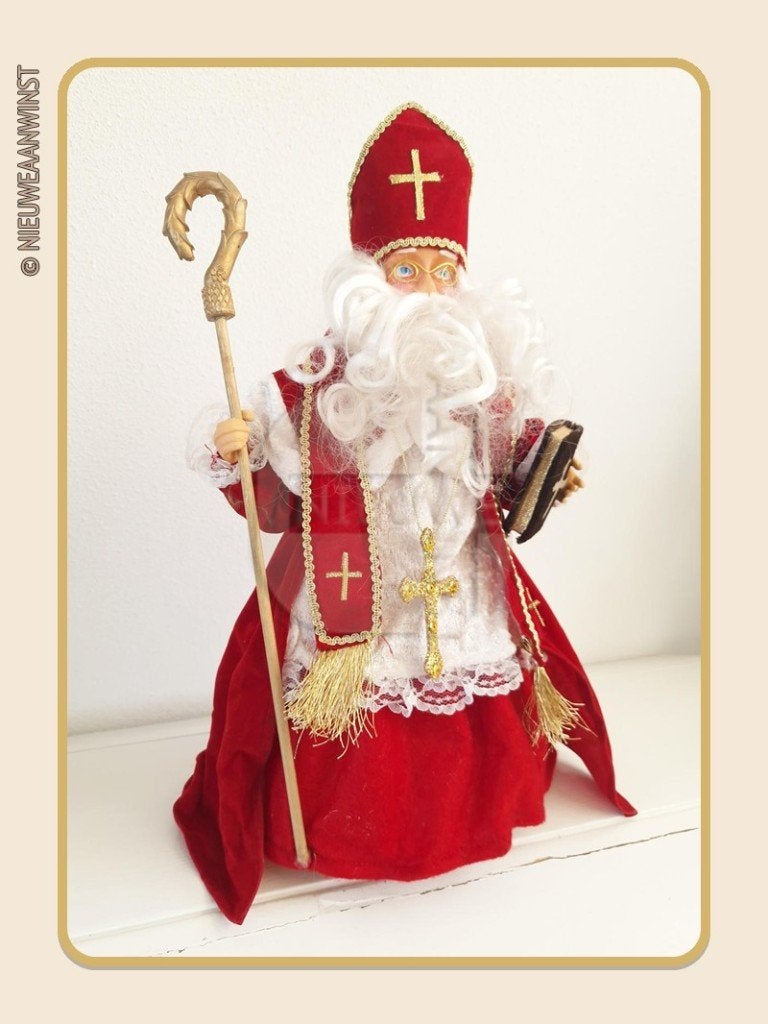 Nostalgische etalage Sinterklaas pop - rood - 45 cm, Verzenden, Gebruikt
