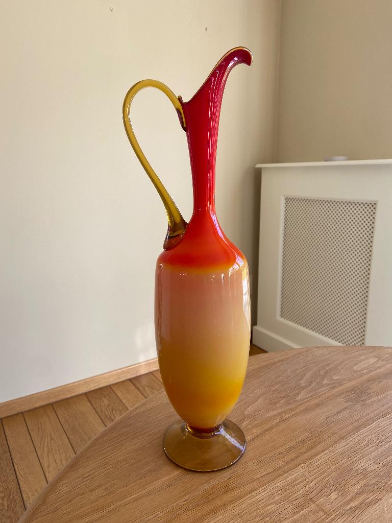 Vaas seventies glas, Ophalen of Verzenden, Zo goed als nieuw, Oranje, Glas