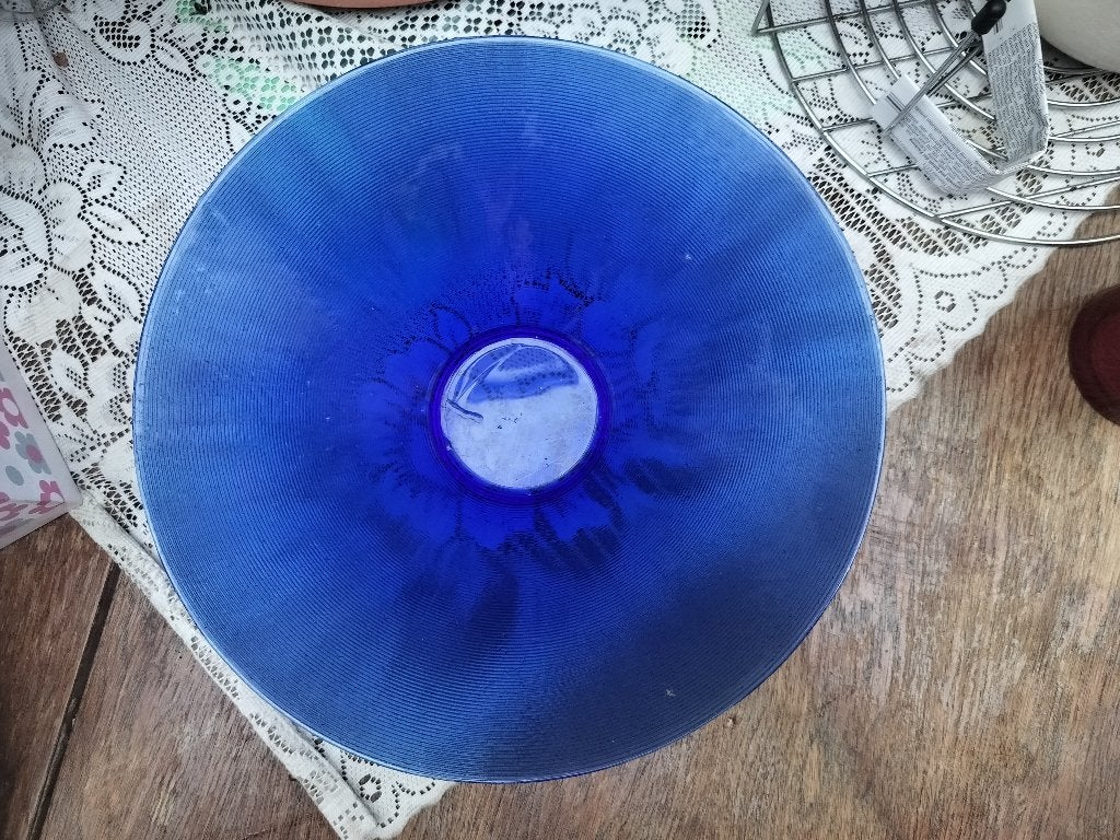 Grote vintage saladeschaal of kobaltblauwe glazen fruitscha, Ophalen of Verzenden