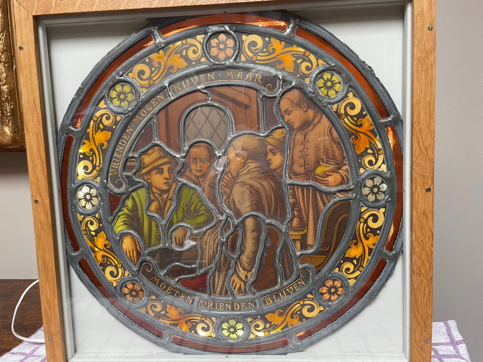 Oud brandglas in lood, Antiek en Kunst, Ophalen