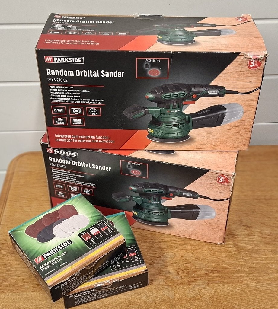 Excentrische schuurmachine (nieuw) met 60 schuurschijven, Doe-het-zelf en Bouw, Ophalen of Verzenden, Nieuw, Minder dan 600 watt