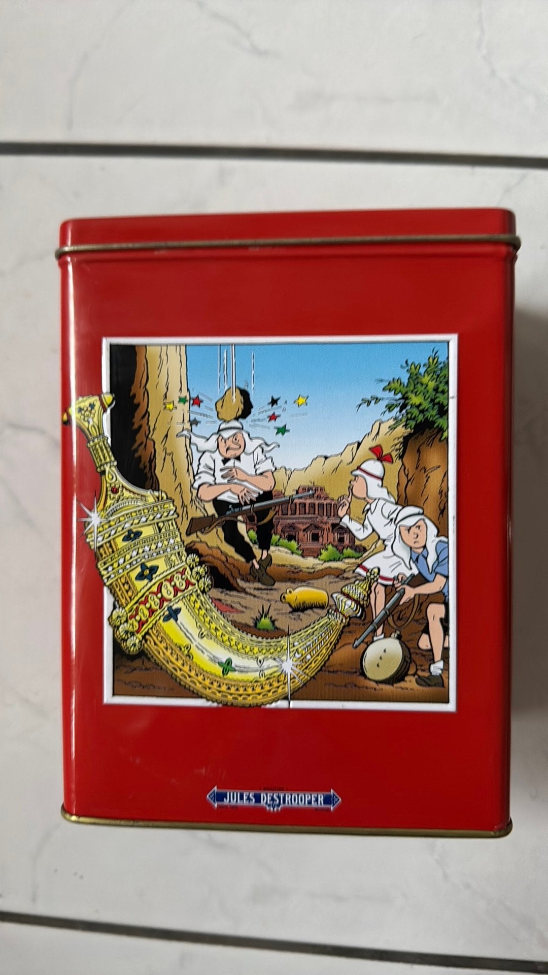 Suske et Wiske Blik Jules de strooper, Collections, Boîte en métal, Enlèvement ou Envoi, Comme neuf, Biscuits