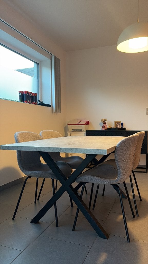 Eettafel met 4 stoelen, Ophalen, Overige materialen, Gebruikt, 50 tot 100 cm