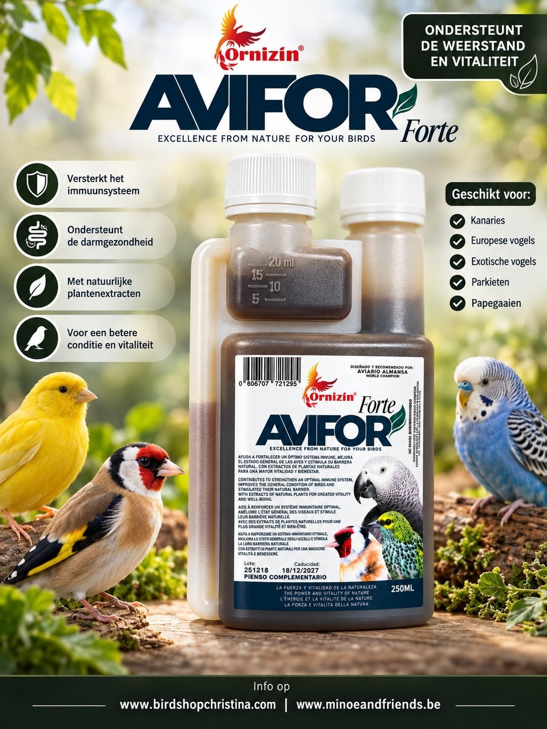 Avifor Forte 250ml - Voor Alle Vogels en Duiven - Goed Voor, Ophalen, Nieuw, Eten en Drinken