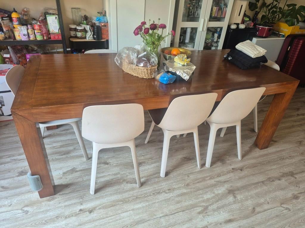 Modern Solid Oak Dining Table, Ophalen, Eikenhout, 200 cm of meer, 50 tot 100 cm