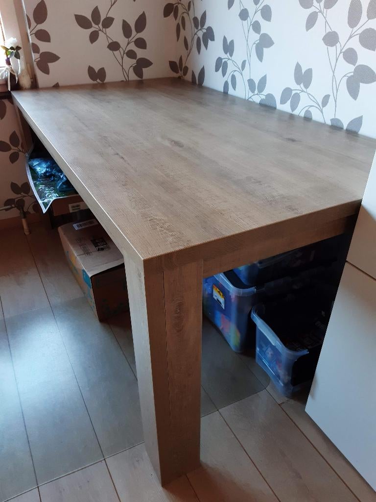Eettafel zes personen: witte eik, Huis en Inrichting, Tafels | Eettafels, Gebruikt, 50 tot 100 cm, 150 tot 200 cm, Vijf personen of meer