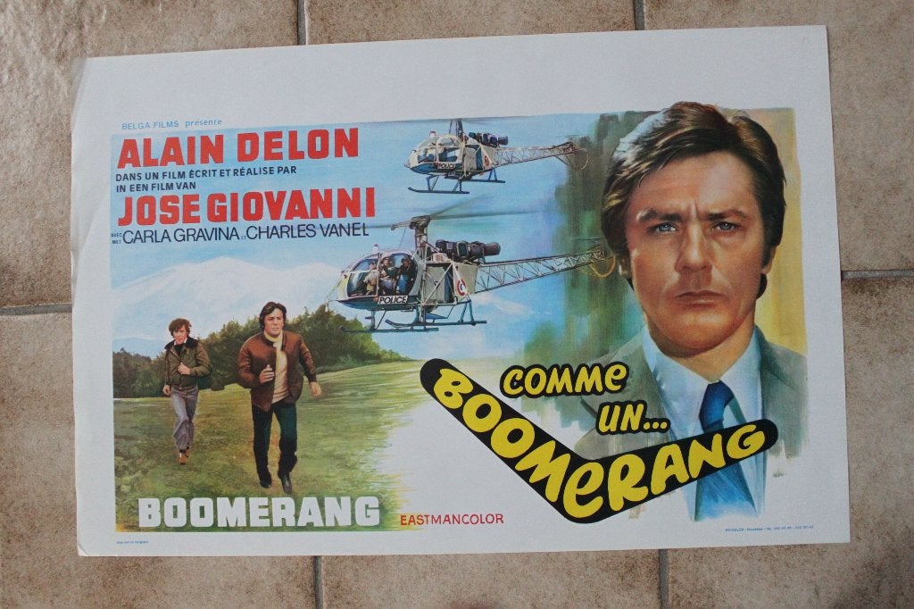 filmaffiche Alain Delon Comme un boomerang 1976 filmposter, Collections, Posters & Affiches, Enlèvement ou Envoi, Rectangulaire horizontal