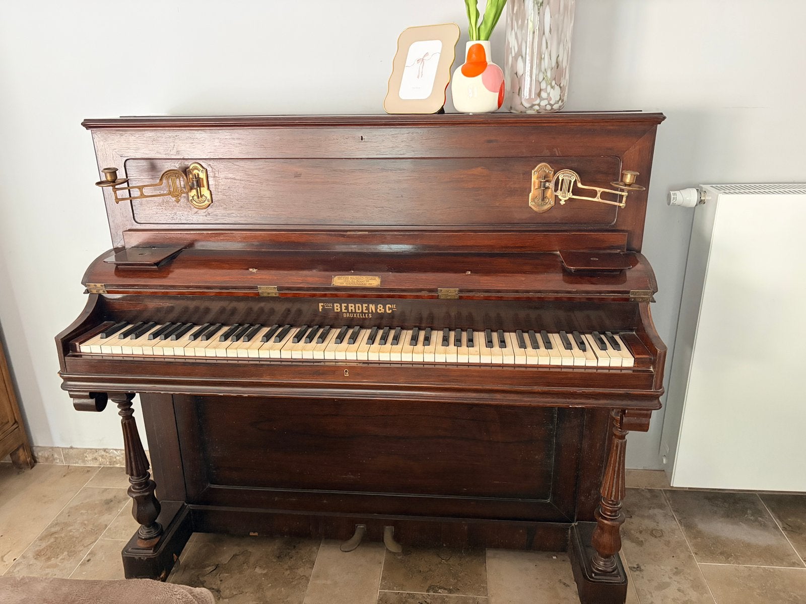 Piano François Berden & Cie Bruxelles, Musique & Instruments, Enlèvement, Utilisé, Brun, Piano