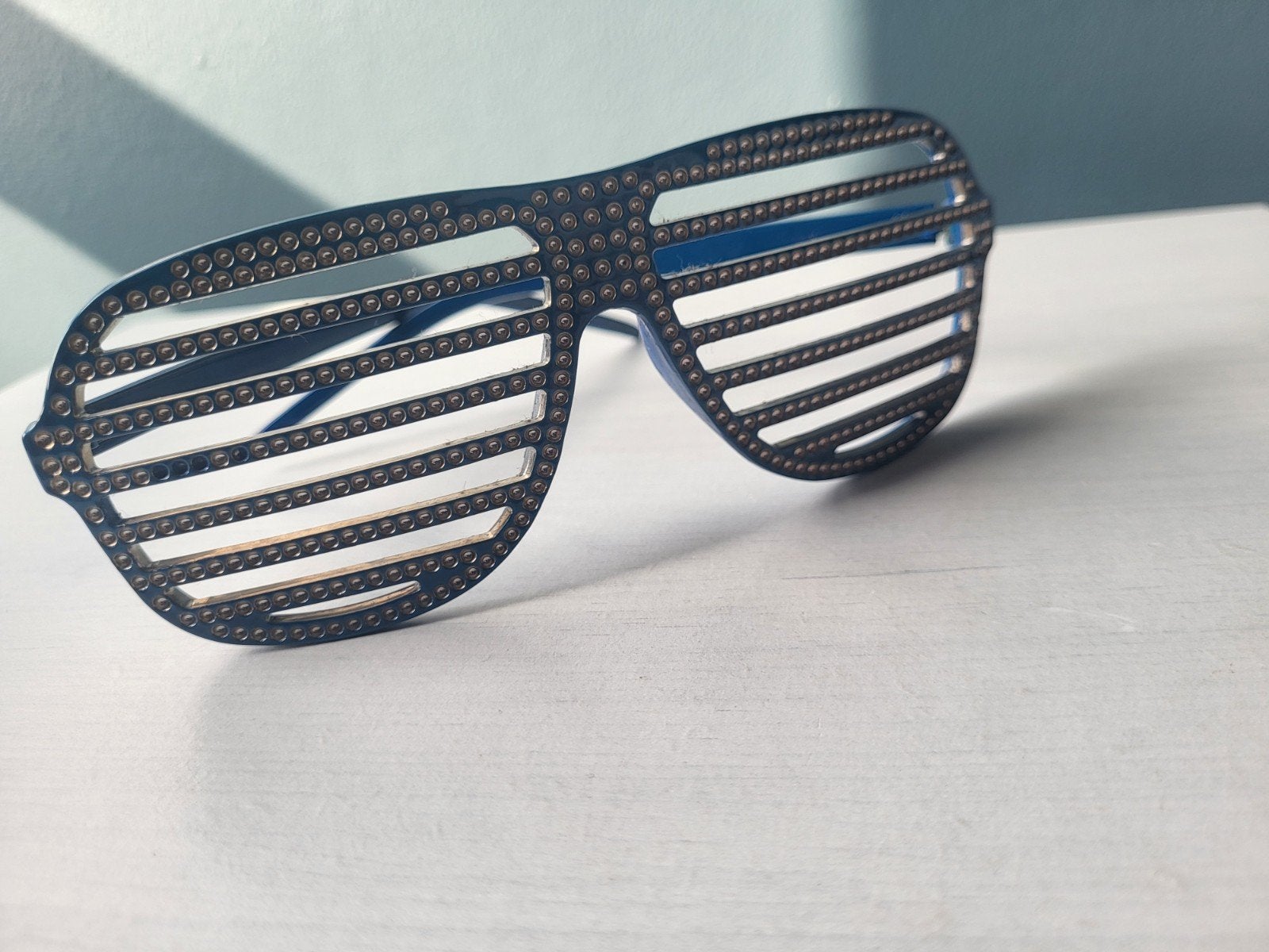 Lunettes Shutter Shades Bleues Strass Bling Bling, Autres marques, Utilisé, Lunettes, Bleu