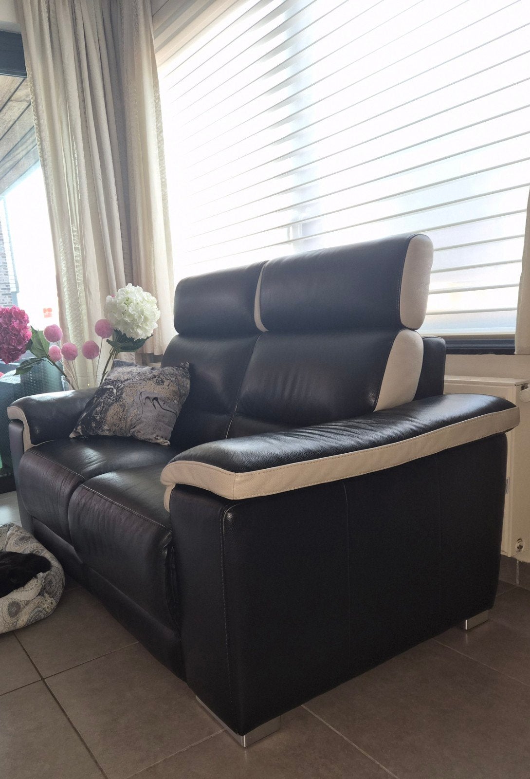 Lederen 2zit zetel en 2 zit met relax in donker blauw met be, Huis en Inrichting, Zetels | Zetels, Ophalen