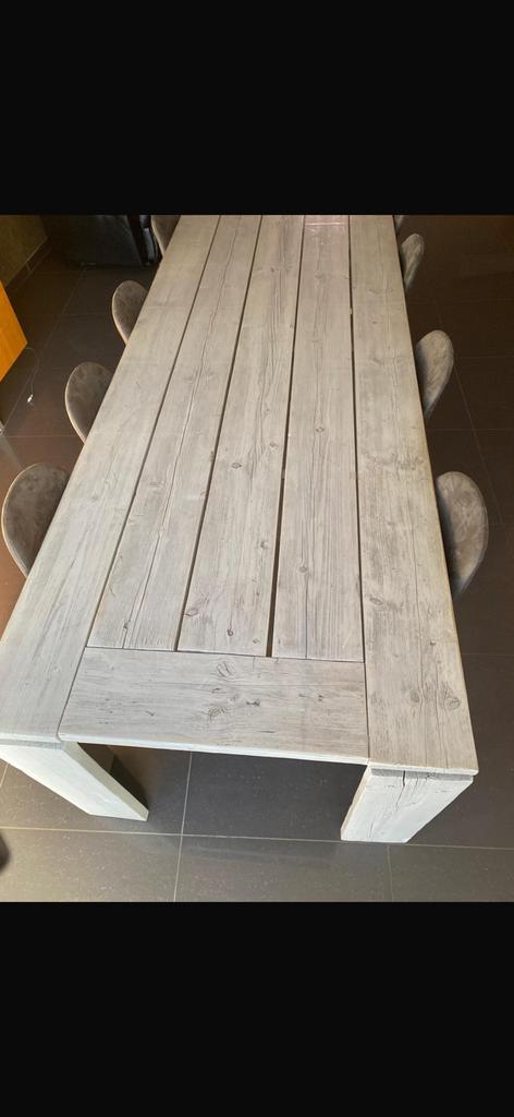 Grote steigerhouten tafel, Ophalen, Gebruikt, Rechthoekig, Hout