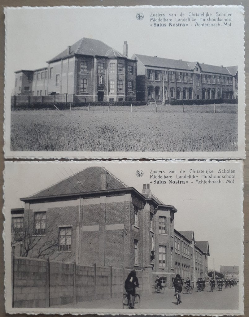 2 CP anciennes MOL ACHTERBOS SALUS NOSTRA Ref.E218, Enlèvement ou Envoi, 1920 à 1940, Non affranchie, Anvers