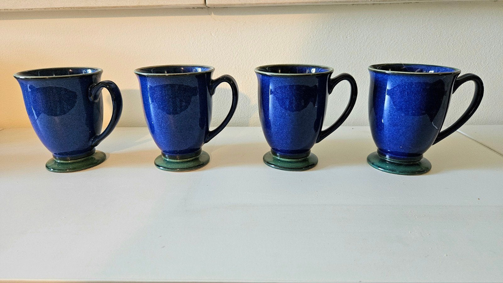 Quatre tasses à café/thé Denby bleues et vertes, Angleterre, Enlèvement