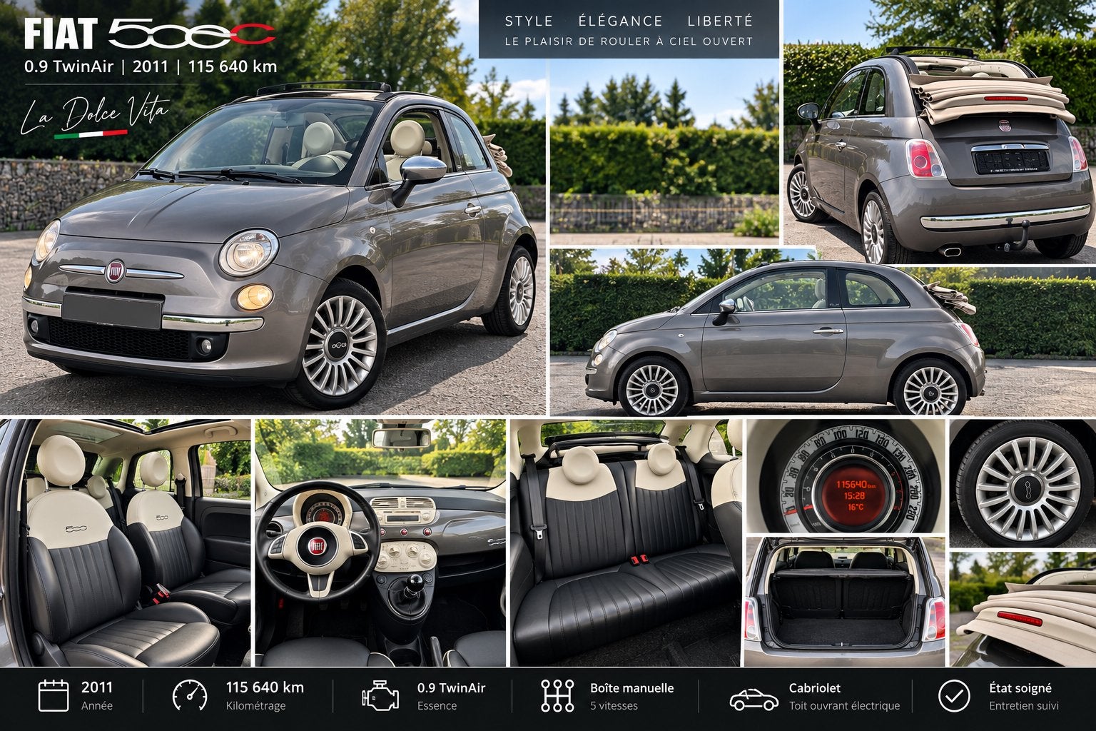 FIAT 500C CABRIOLET 0.9 TWINAIR, Auto's, Fiat, Particulier, Te koop