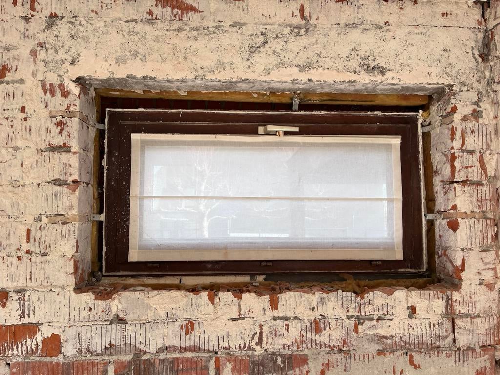 Raam meranti hout dubbel glas 116x60 cm, Ophalen, Gebruikt