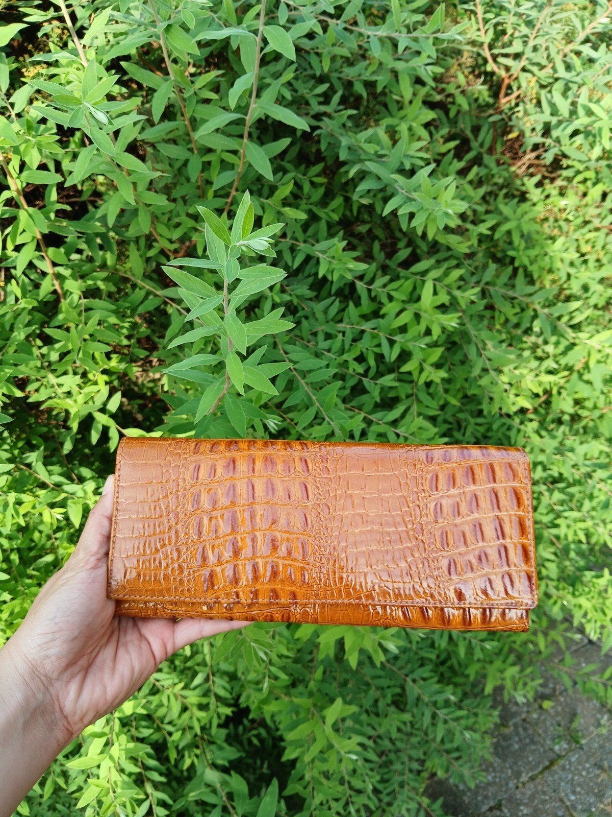 Krokodil clutch, Bijoux, Sacs & Beauté, Porte-monnaie & Portefeuilles, Enlèvement ou Envoi
