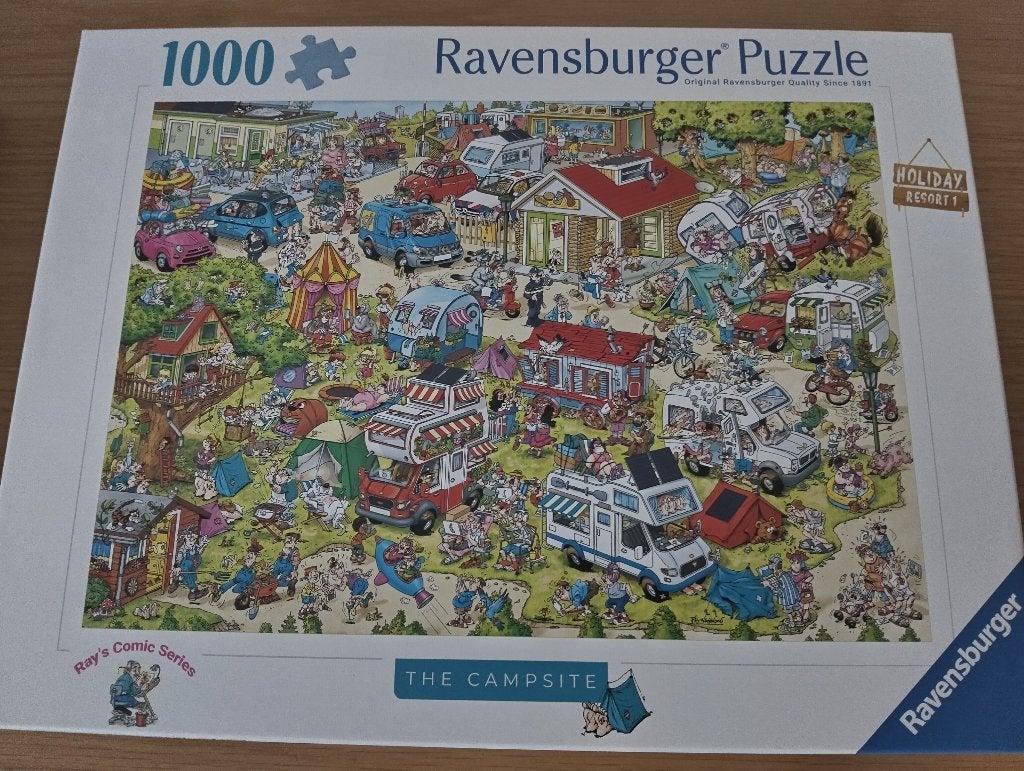 Puzzel Ravensburger the campsite 1000 stuks, Hobby en Vrije tijd, Ophalen, 500 t/m 1500 stukjes, Zo goed als nieuw, Legpuzzel