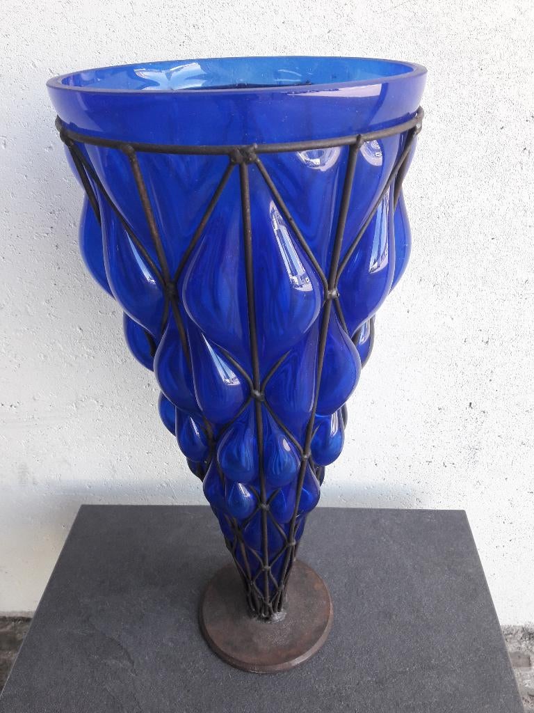 Mooie kobalt blauwe Murano glazen amfoor vaas, Enlèvement