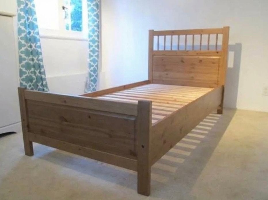 IKEA Hemnes eenpersoonsbed van massief hout met lattenbodem, 90 cm, Une personne, Brun, Enlèvement