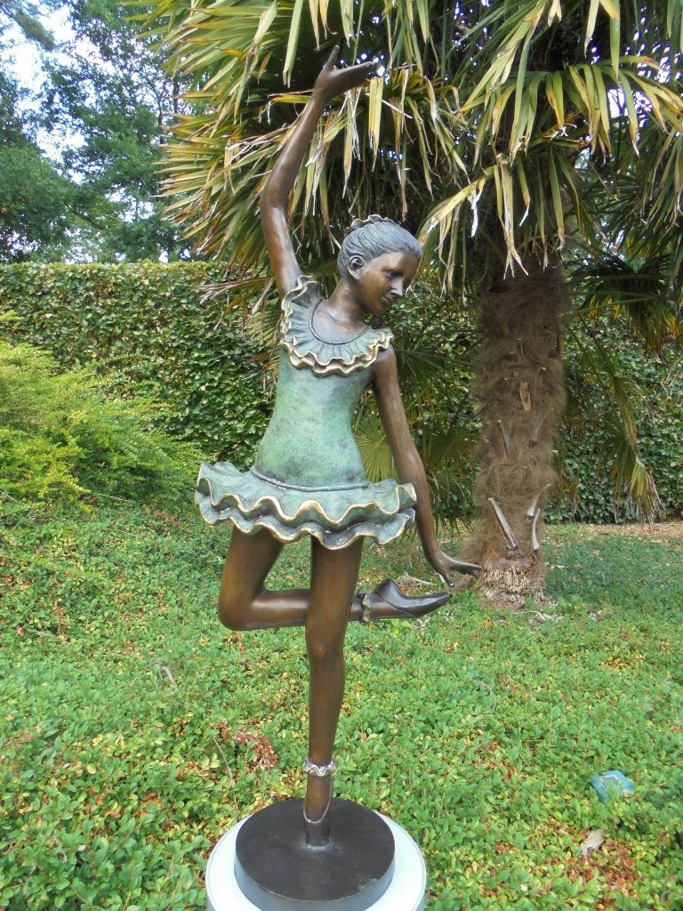 Groot beeld Ballerina in brons Zwembad Mancave Tuin Veranda, Résistant aux intempéries, Statue, 1 mètre - 2 mètres, Brons