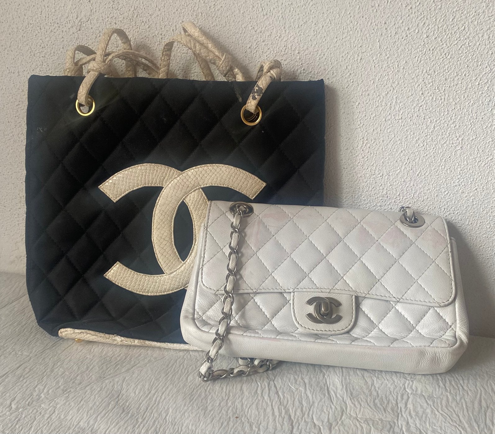Chanel handtas wit gewafeld, Handtassen en Accessoires, Ophalen of Verzenden, Gebruikt, Wit, Handtas