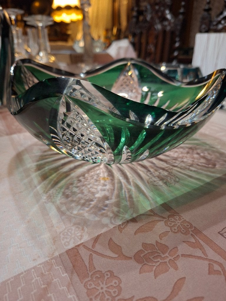 Bol en cristal Val Saint Lambert vert ZGST, Antiquités & Art, Enlèvement