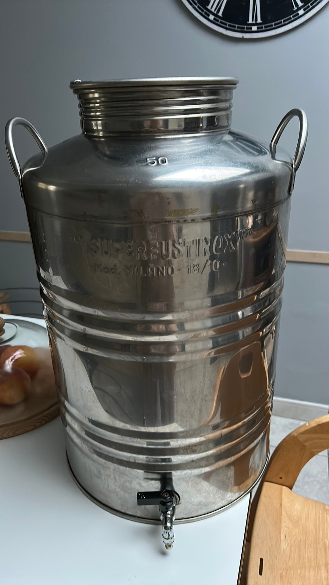 Fût inox alimentaire pour huile 50l, Enlèvement, Comme neuf