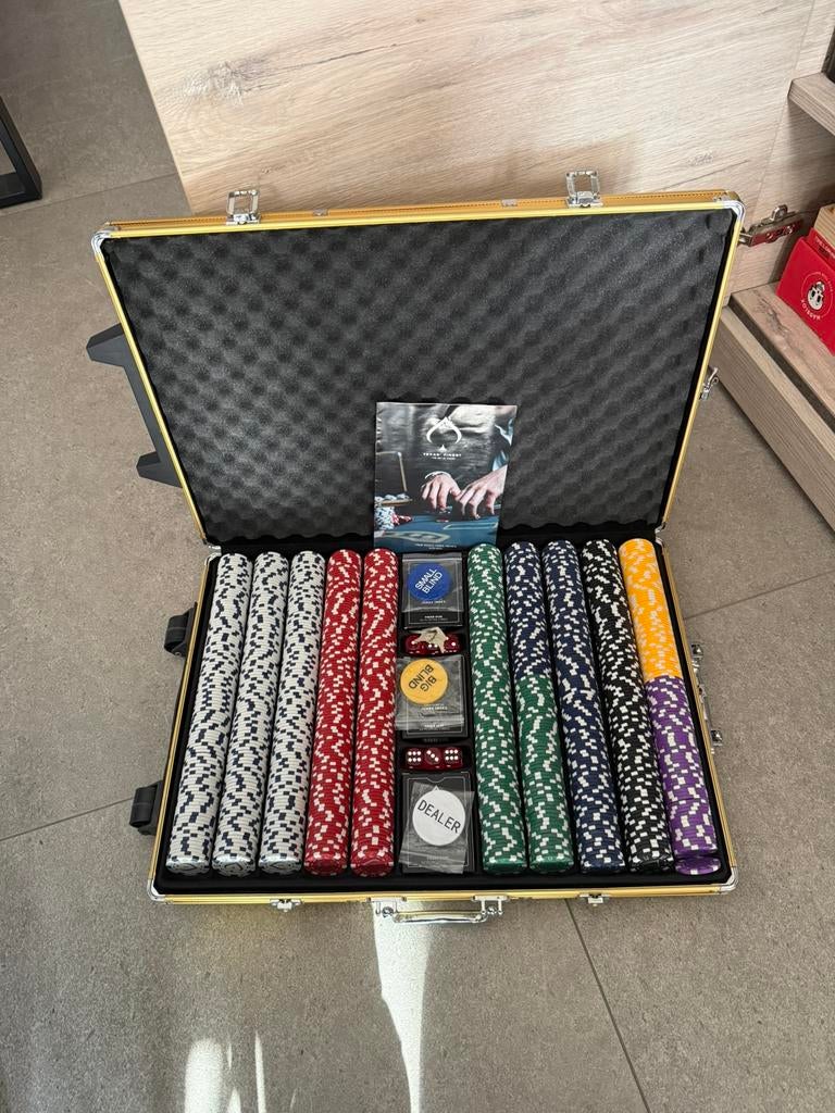 Poker jetons 1000 stuks in nieuwstaat, Ophalen, Zo goed als nieuw