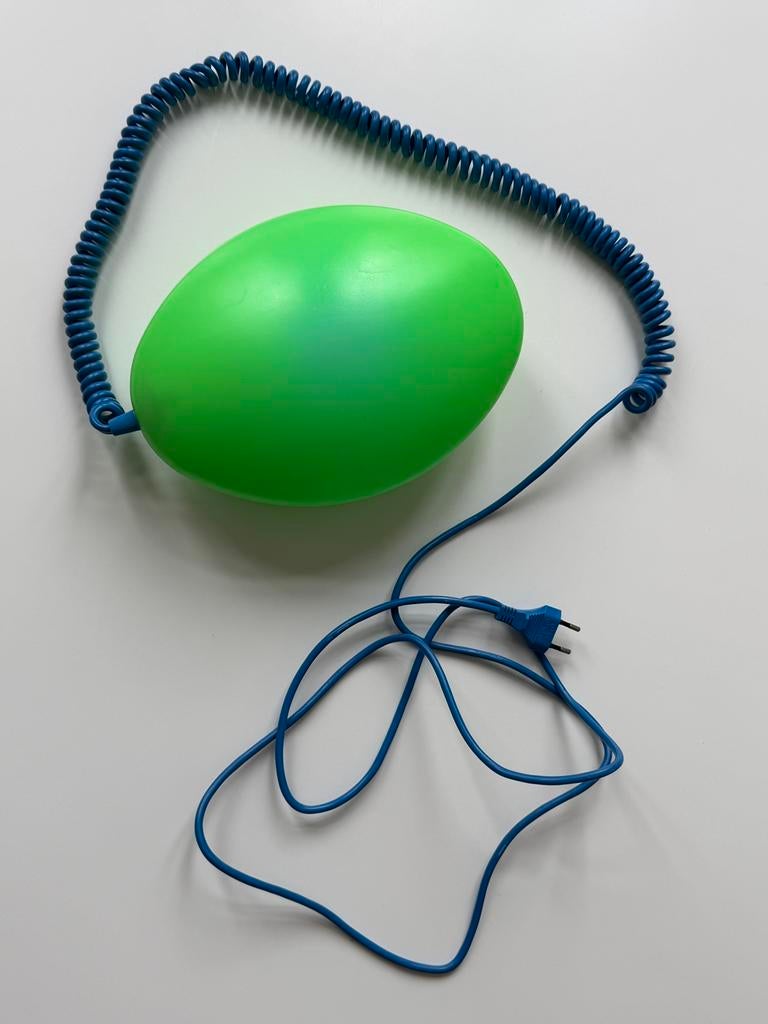 Vintage IKEA LÖV lamp - Groen cocoon design met blauw snoer, Ophalen, Zo goed als nieuw