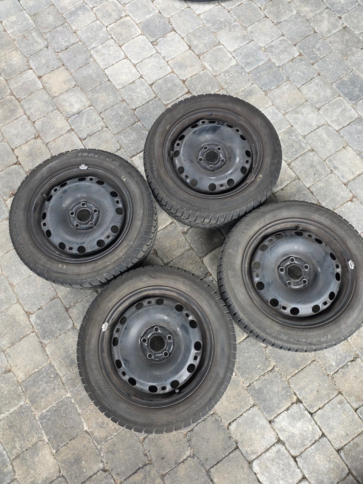 4x originele VW stalen velgen zonder banden, 15 pouces, Pneus hiver, Pneu(s), Enlèvement