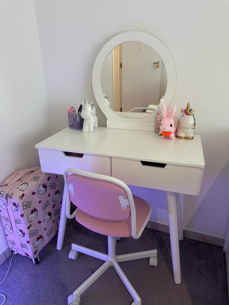Coiffeuse / petit bureau blanc avec miroir, Enlèvement, Comme neuf