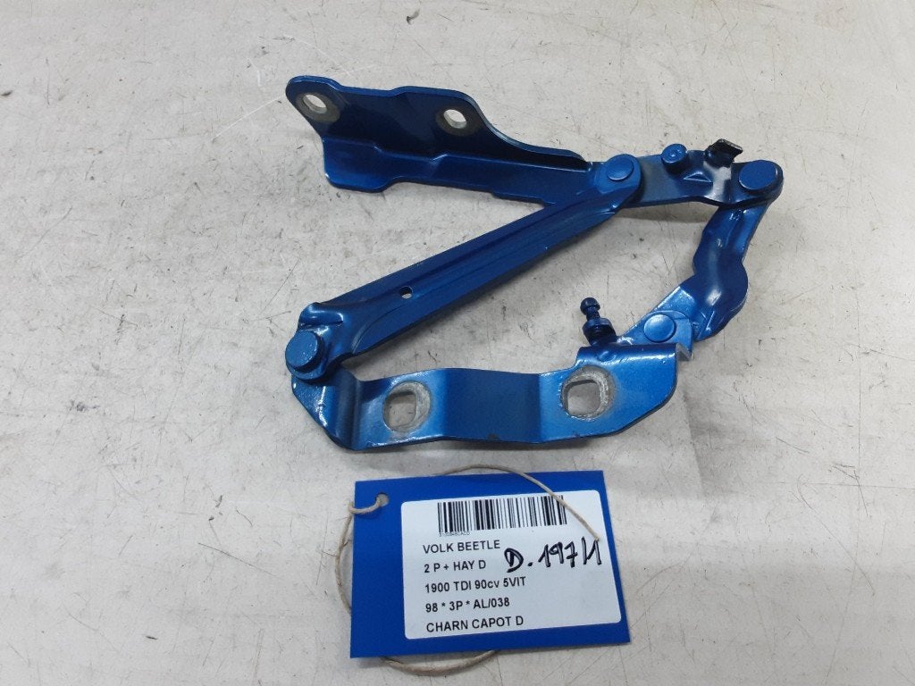 CHARNIERE DE CAPOT DROIT Volkswagen New Beetle (9C1 / 9G1), Volkswagen, Mevr. I. Hauben, Utilisé, Rue de l'Espoir 34 34
4030  GRIVEGNÉE, BE