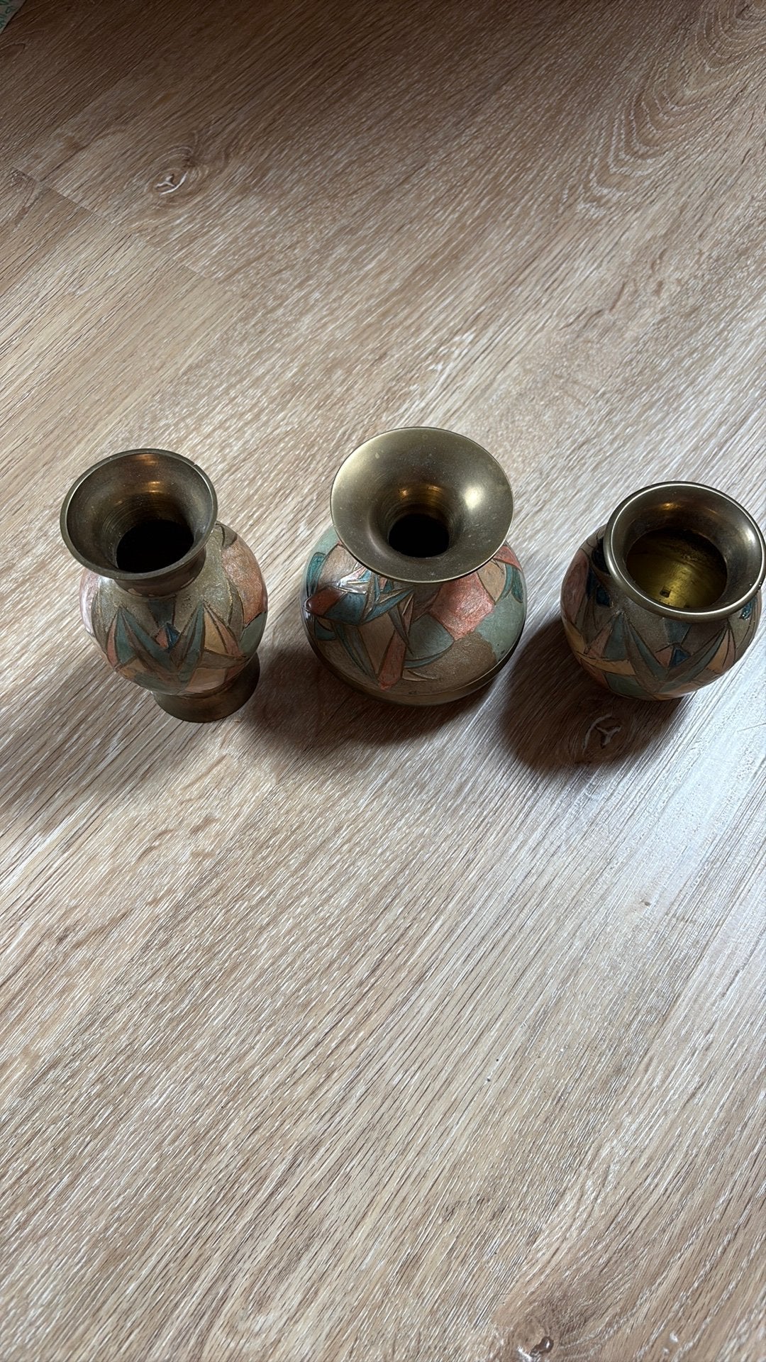 Vases vintage en laiton émaillé fabriqués en Inde, Enlèvement ou Envoi
