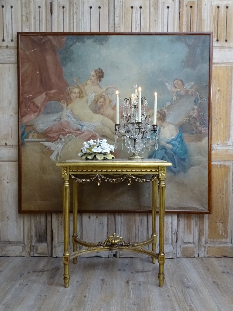 Franse vergulde tafel met guirlandes, Enlèvement