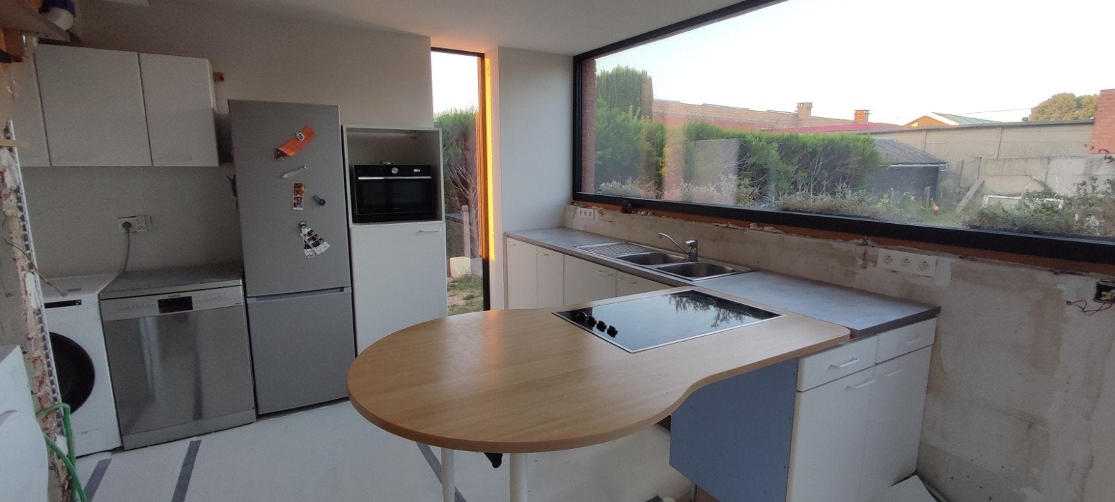 verbouwkeuken, Huis en Inrichting, Keuken | Complete keukens, Ophalen, Gebruikt, Hoekkeuken, Kunststof
