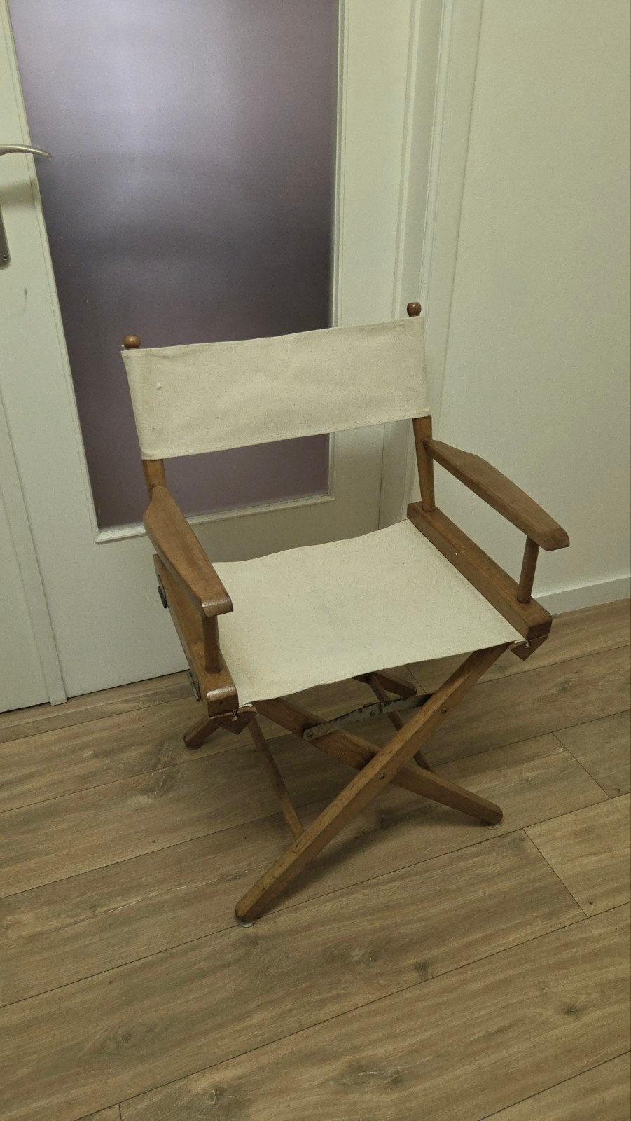 Antiek regisseursstoeltje, Huis en Inrichting, Stoelen, Ophalen, Gebruikt, Stof, Eén