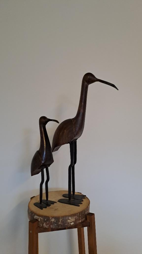 twee houten vogels, Ophalen, Hout, Bruin, Landelijk