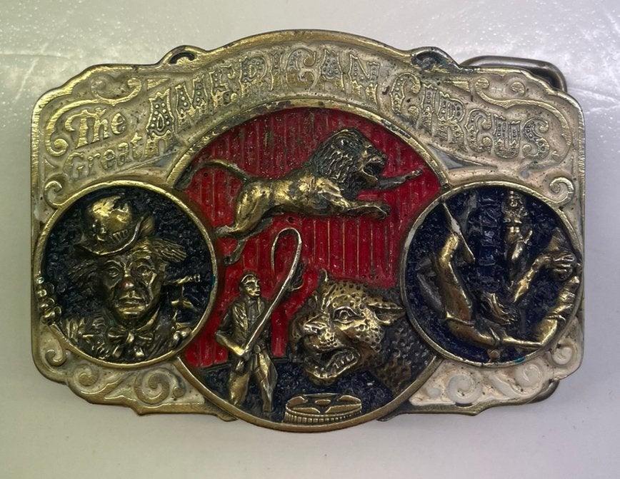 Boucle de ceinture vintage USA Great American Circis, Enlèvement ou Envoi, Utilisé, Animal et Nature, Bouton