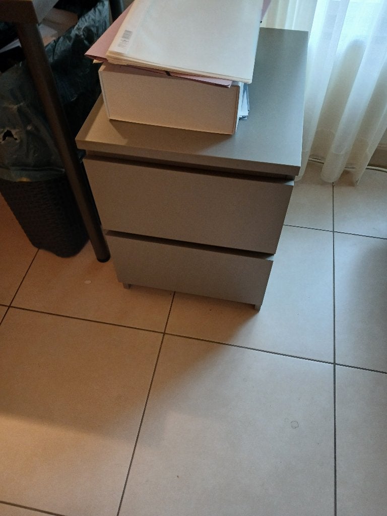 1 pers. bed met nachtkastje (ikea malm), Huis en Inrichting, Ophalen, Zo goed als nieuw, Eenpersoons, Grijs