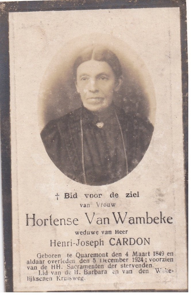 41 / B P FOTO VAN WAMBEKE  KWAREMONT 1849 - 1924, Enlèvement ou Envoi, Image pieuse