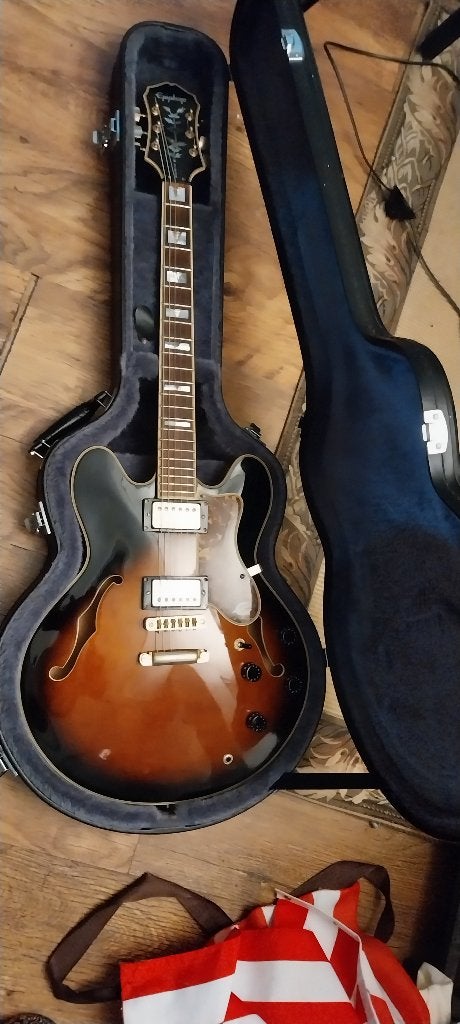 Epiphone sheraton ii koreaans elektrische gitaar met koffer, Ophalen, Gebruikt, Hollow body, Epiphone