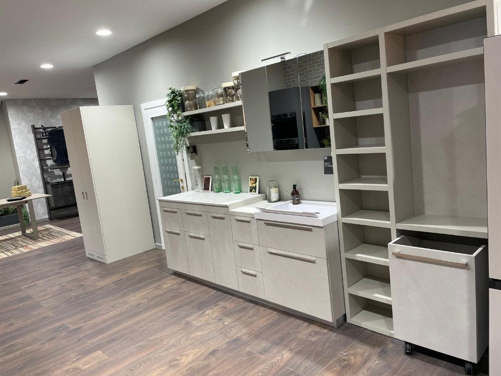Scavolini AQUO – Salle de bains avec Buanderie - blanc, 200 cm ou plus, Enlèvement ou Envoi, Meuble lavabo, Comme neuf