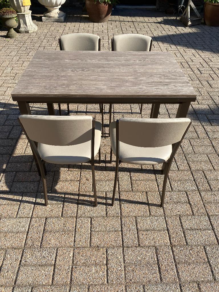 Uitschuifbare keukentafel met 4 stoelen, Ophalen, 100 tot 150 cm, Overige materialen, 50 tot 100 cm