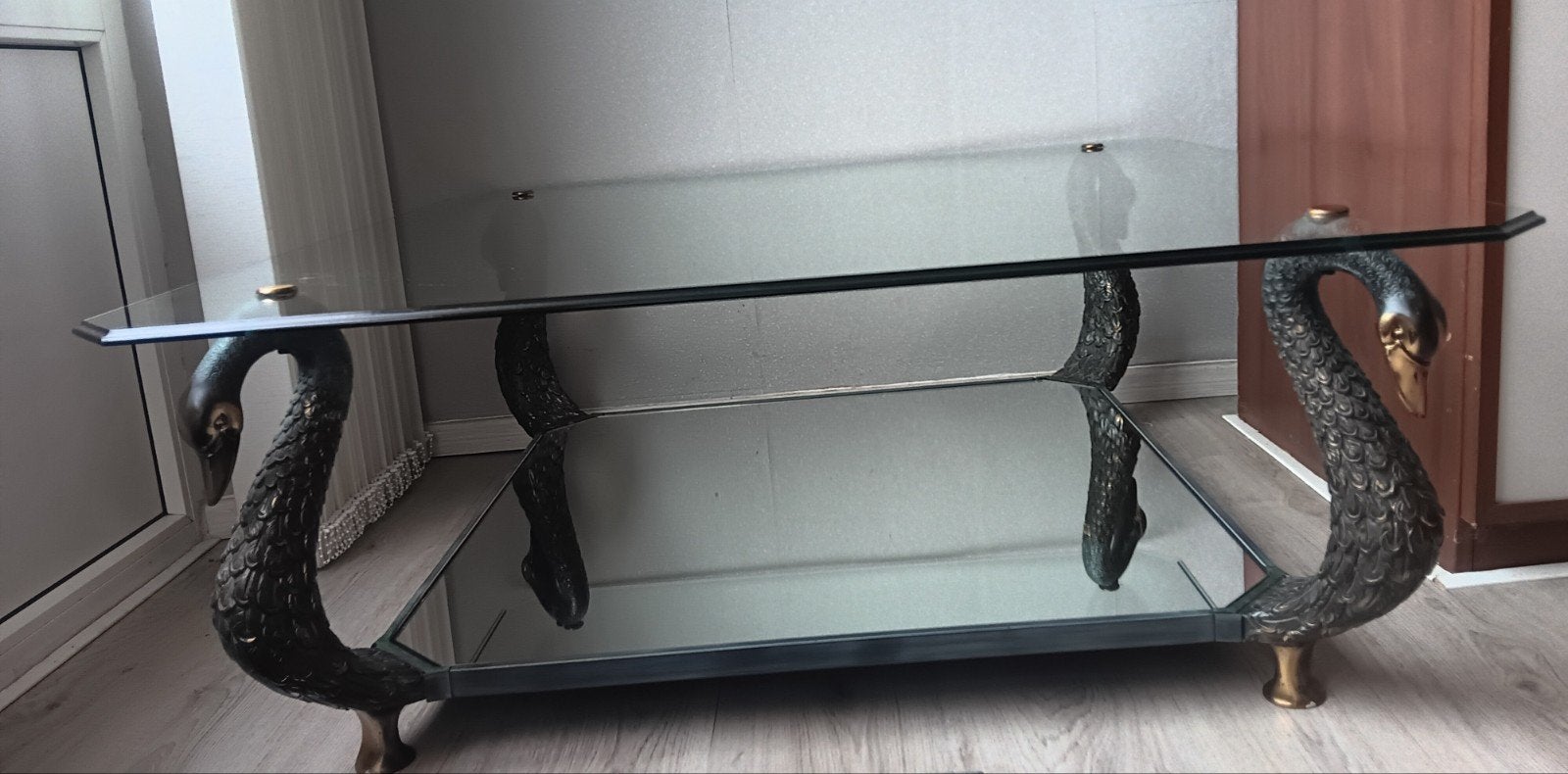 Messing salontafel , jaren 1970, Ophalen, Gebruikt, 100 tot 150 cm, Vierkant